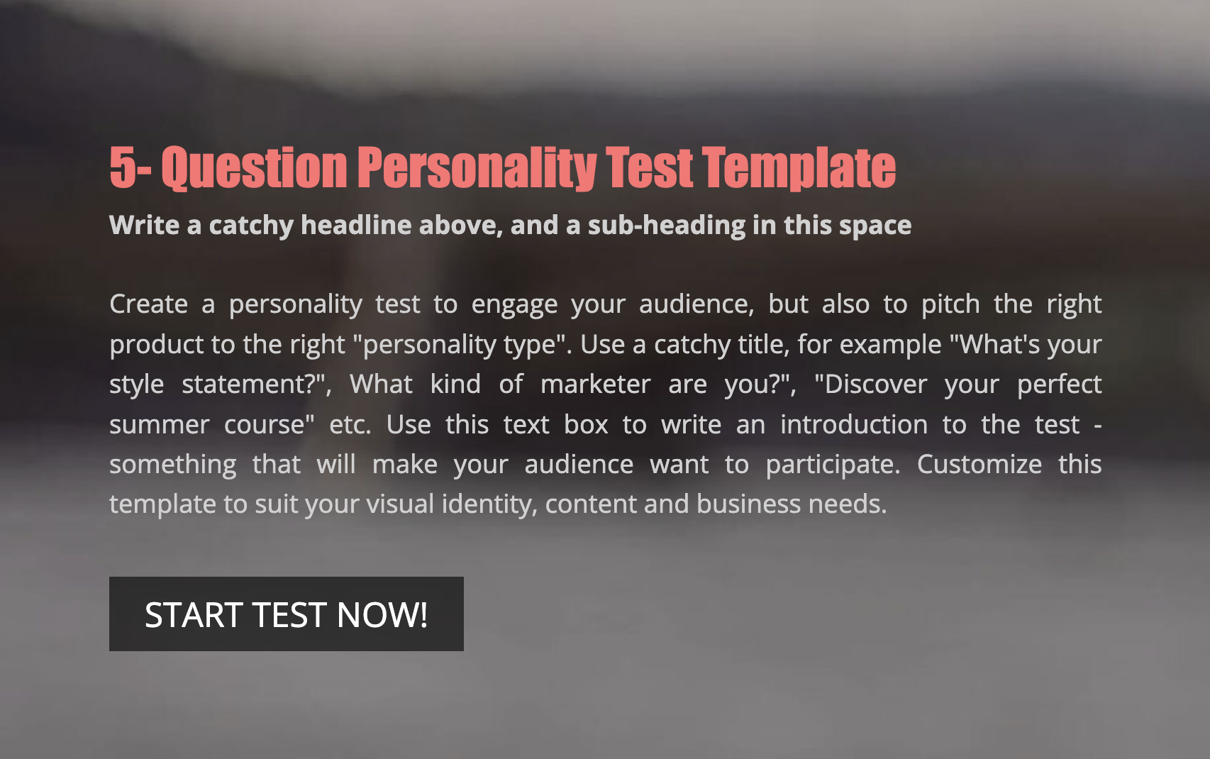 Product Suggesting Personality Test